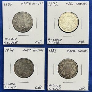 Gorgeous 1870, 1872, 1874 & 1883 Canada 25¢ Quarters!